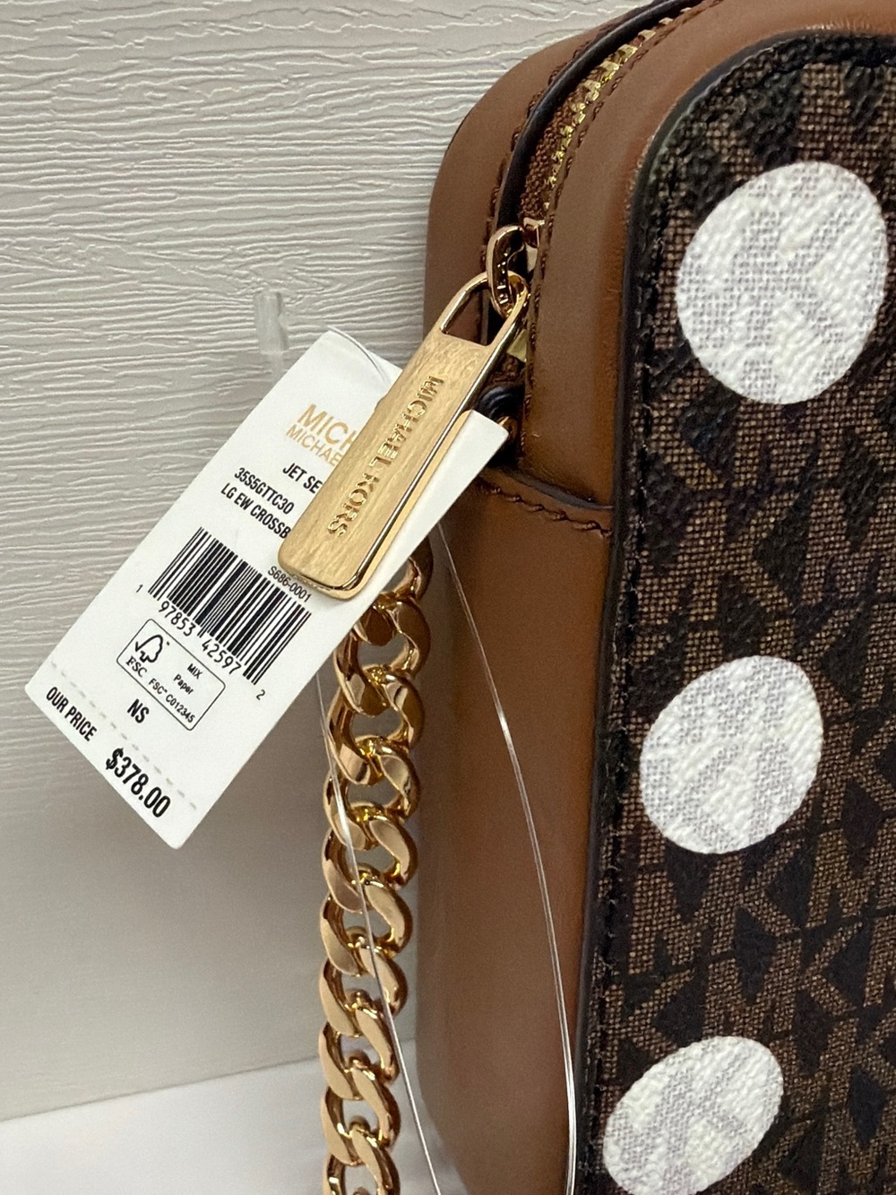 Michael Kors Brown Polka Dot East West Crossbody Bag NWT - Picture 5 of 10